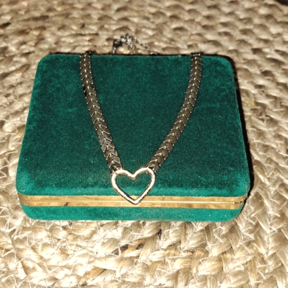 Gold Heart Choker Necklace